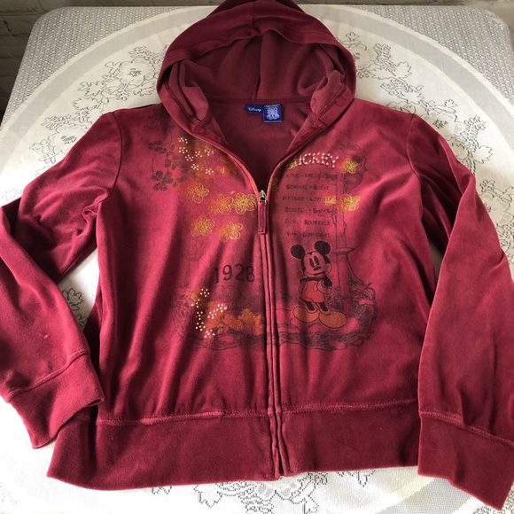 HOODIE - Women's Disney with Mickey Mouse velvety burgundy hoodie. Size large. - Picture 13 of 15